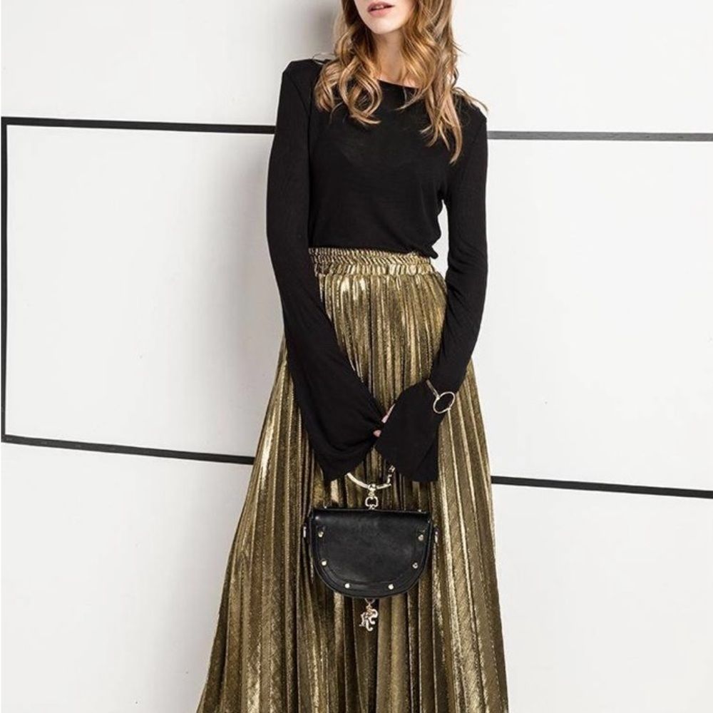 Chartou Chic Gold Maxi Skirt
